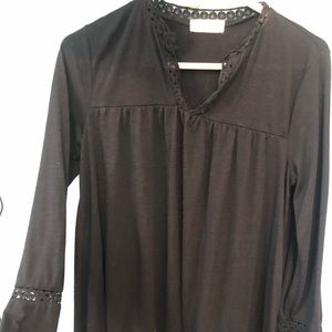 Black with lace detail, babydoll long sleeve
